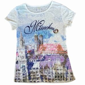 Y2K Burnout McBling Style Sheer Baby Tee Munich Germany Juniors Size Small